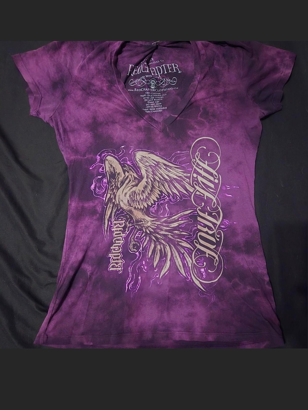 RED CHAPTER Purple Graphic V-Neck Women's Tee